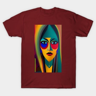 Vintage Abstract Art - Retro Geometric Pattern Face - MAff5 - Modern Art T-Shirt